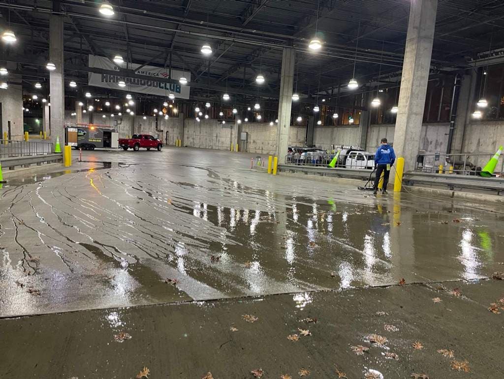 Commercial parking garage cleaning