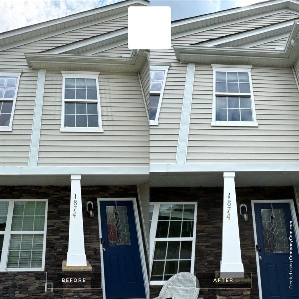 Vinyl siding home wash, before & after